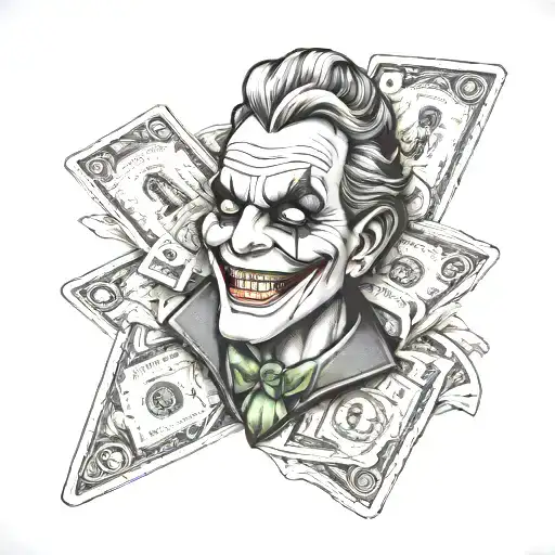 money gangster jocker cards tattoo design idea