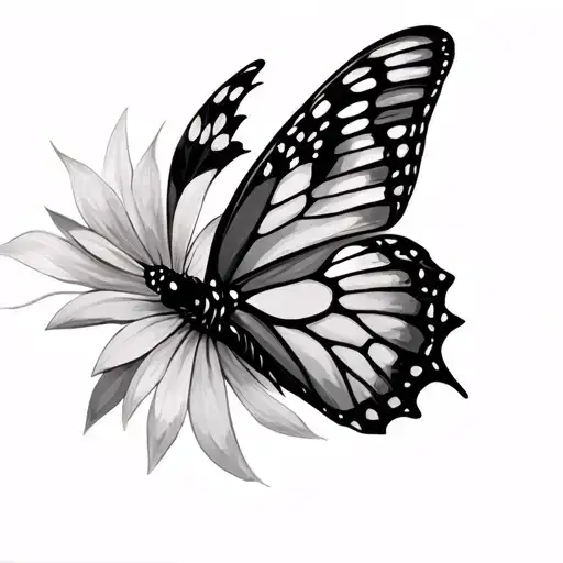 butterfly and 444 tattoo design idea