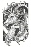 Half Swan Face Half Deer Face split in half tattoo design idea