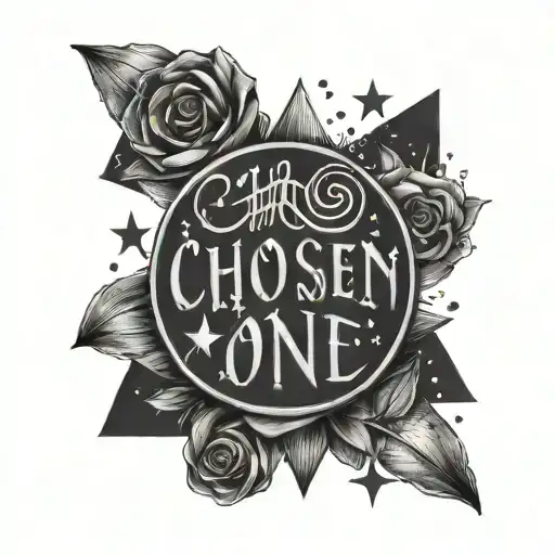 chosen one words with stars  tattoo design idea