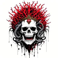 King Of Bones With A Coral Crown, Hades 2 Style, Eldritch, Tentacles, Lovecraftian, Deep Sea tattoo design idea