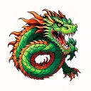 mythical dragon coiled tattoo design idea