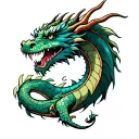 mythical dragon coiled tattoo design idea