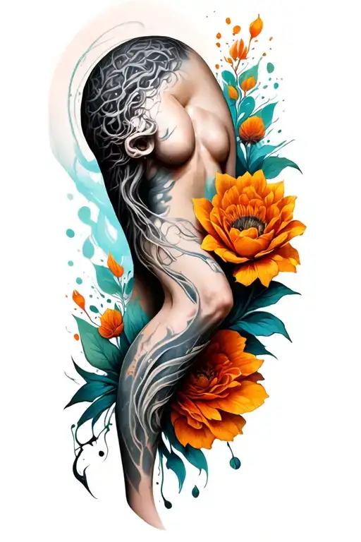 thigh tattoo, chaotic mind, bipolar, anxiety, adhd, ocd tattoo design idea