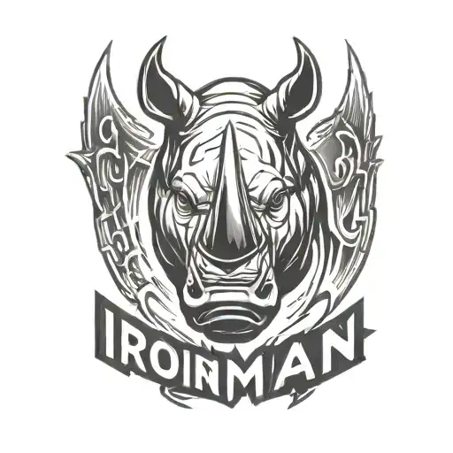 Ironman triathlon logo combined with a rhino head tattoo design idea