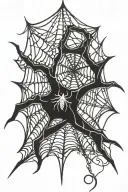 spider web at top with a spider hanging  tattoo design idea