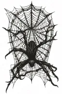 spider web at top with a spider hanging  tattoo design idea