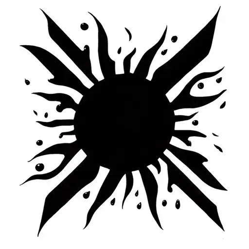 a rising sun melting into rain drops tattoo design idea