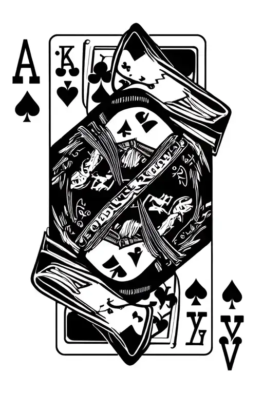 deck of cards being shuffled tattoo design idea