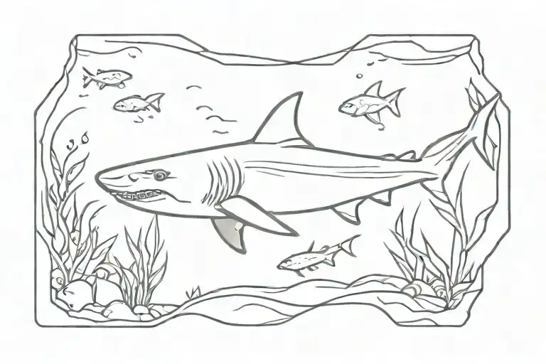 shark in aquarium tattoo design idea
