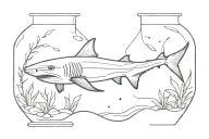 shark in aquarium tattoo design idea