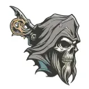 simplistic traditional grim reaper head, sailor jerry tattoo design idea