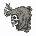simplistic traditional grim reaper head, sailor jerry tattoo design idea