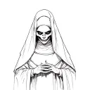 Spooky evil nun tattoo design idea