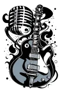guitar and microphone tattoo design idea