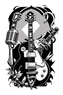 guitar and microphone tattoo design idea