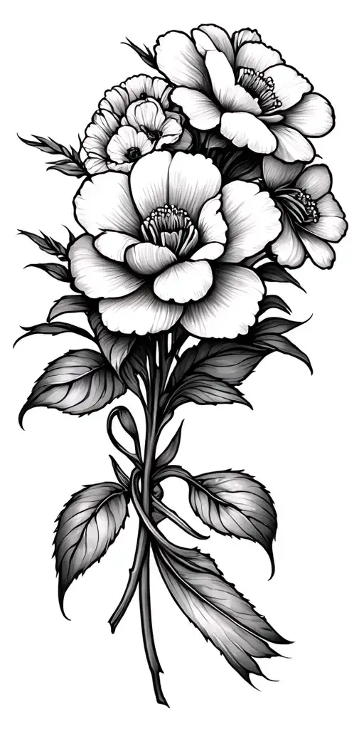 breast cancer flower bouquet tattoo tattoo design idea