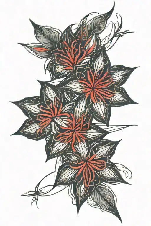 Red spider lily geometric tattoo design idea