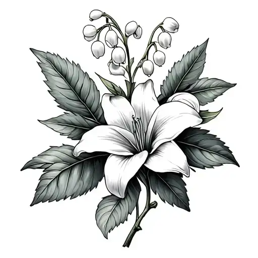 hawthorn and Lily of the valley tattoo design idea