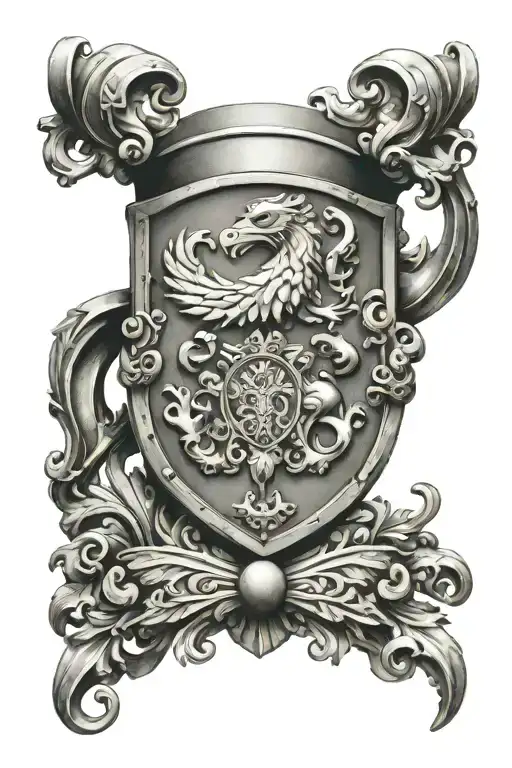 Pauldrons with the Wallwork family crest tattoo design idea