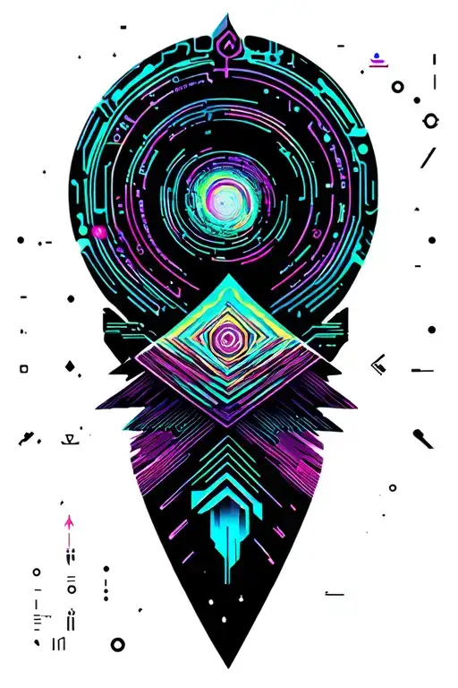 Peruvian mountain range with pachamama spiral tattoo design idea