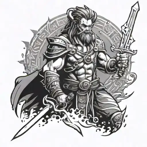 Ragnarok actor with sword tattoo design idea