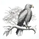 wedge-tailed eagle gumtrees in background  tattoo design idea