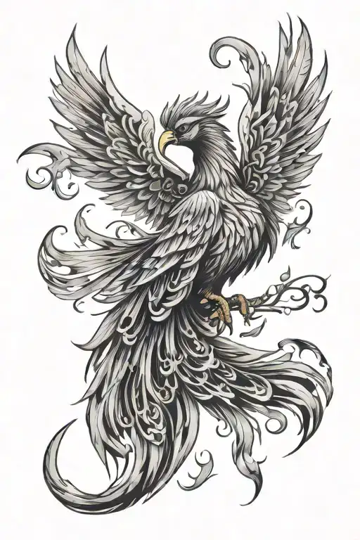 phoenix with sharp edges wrapped tattoo design idea