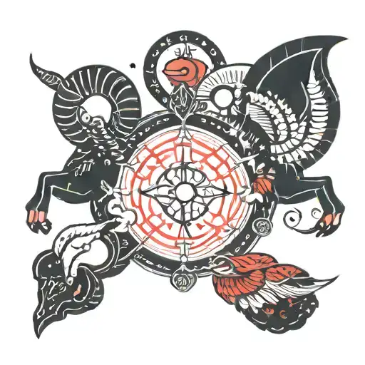 Aries and capricorn combined constellation  tattoo design idea