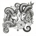 Aries and capricorn combined constellation  tattoo design idea