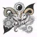 Aries and capricorn combined constellation  tattoo design idea