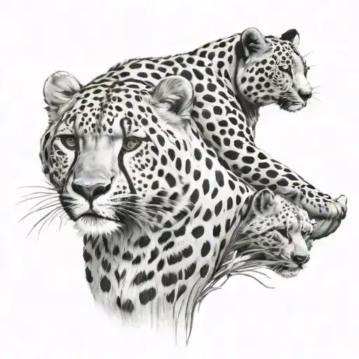 Cheetah and panda tattoo design idea