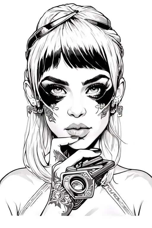 judy from cyberpunk with a lifes a gamble twist tattoo design idea