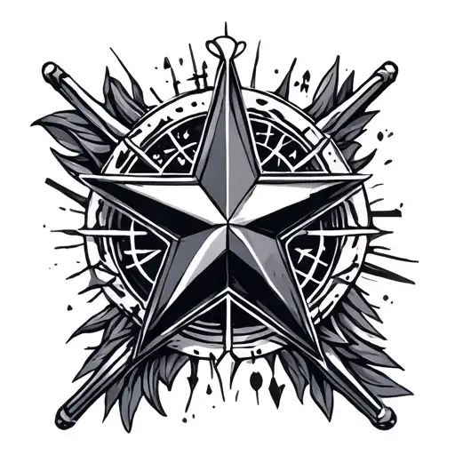 star with symbols tattoo design idea