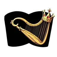 harp with crown on top tattoo design idea