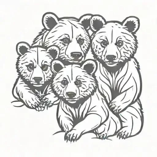 3 bear cubs tattoo design idea