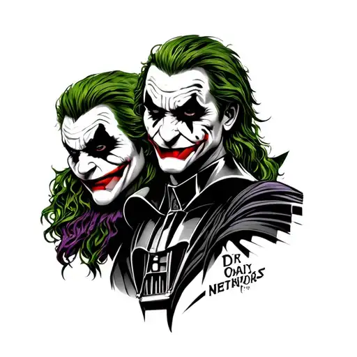 joker, green goblin, Darth vader, megatron keg tattoo outside of leg tattoo design idea