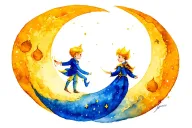 Little Prince on the Moon tattoo design idea