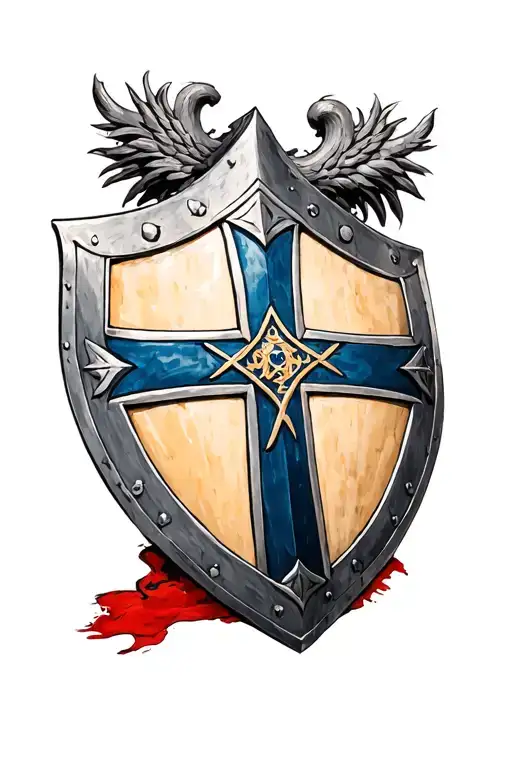 crusaders shield with Jerusalem cross tattoo design idea