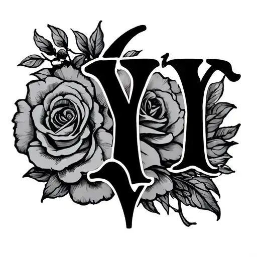 mother of four kids initials Y tattoo design idea