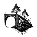 Burning bridge new growth and greenery coming up from the earth  tattoo design idea
