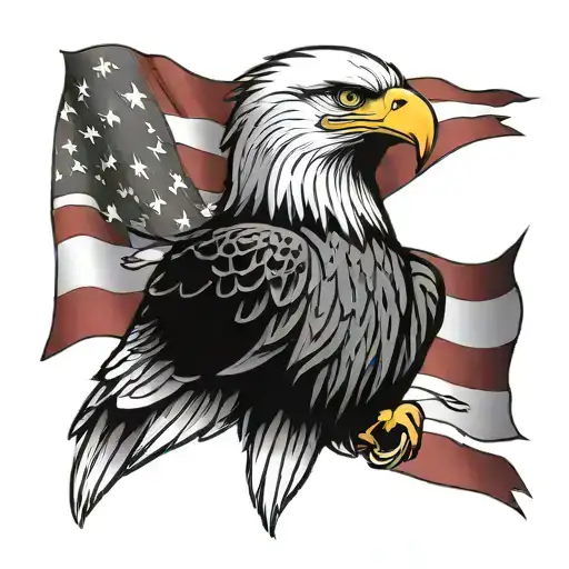 bald eagle and American flag mixed  tattoo design idea