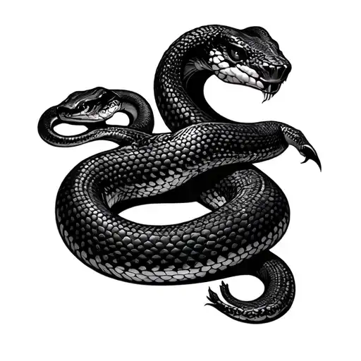 a feminine but badass snake that from top of hip down thigh with cool details tattoo design idea
