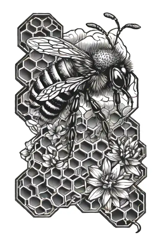 bee mountains honeycomb  tattoo design idea