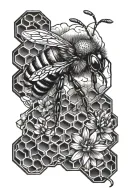 bee mountains honeycomb  tattoo design idea