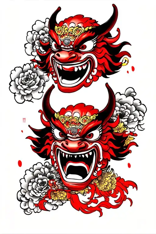 japanese oni mask lower arm sleeve tattoo design idea