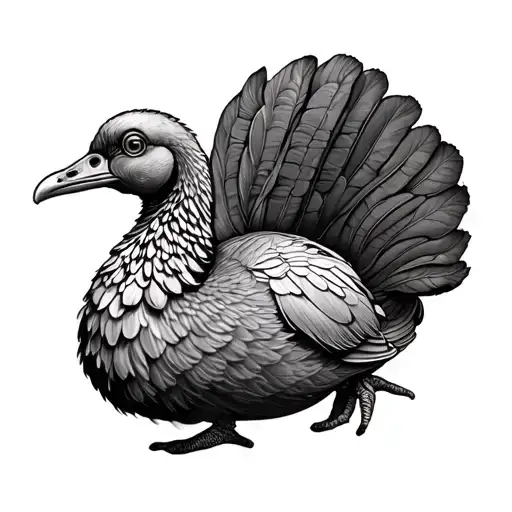 realistic dodo bird sitting full grown tattoo design idea