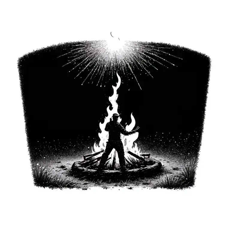 Bonfire and round dance in honor of Ligo's holiday tattoo design idea