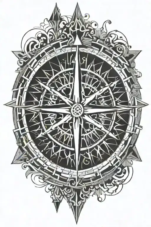 vegvisir compass arrow design tattoo design idea