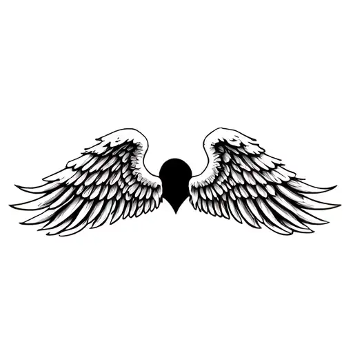 angel wings above knee cap horizontal tattoo design idea